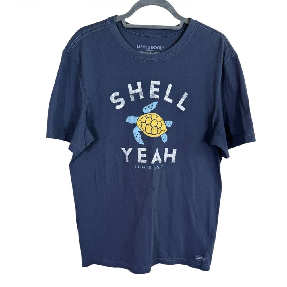Life Is Good Grey/ Blue Sea Turtle T-shirt size M
